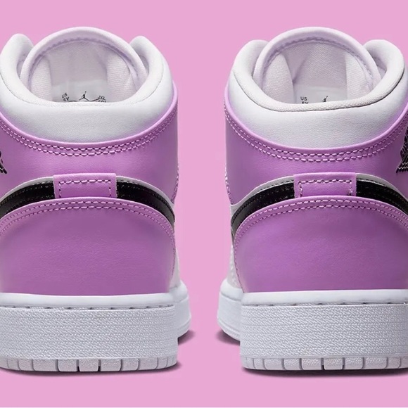 Nike Air Jordan 1 Mid Barely Grape Black White Shoes GS DQ8423-501 PS DQ8424-501 - Picture 5 of 6